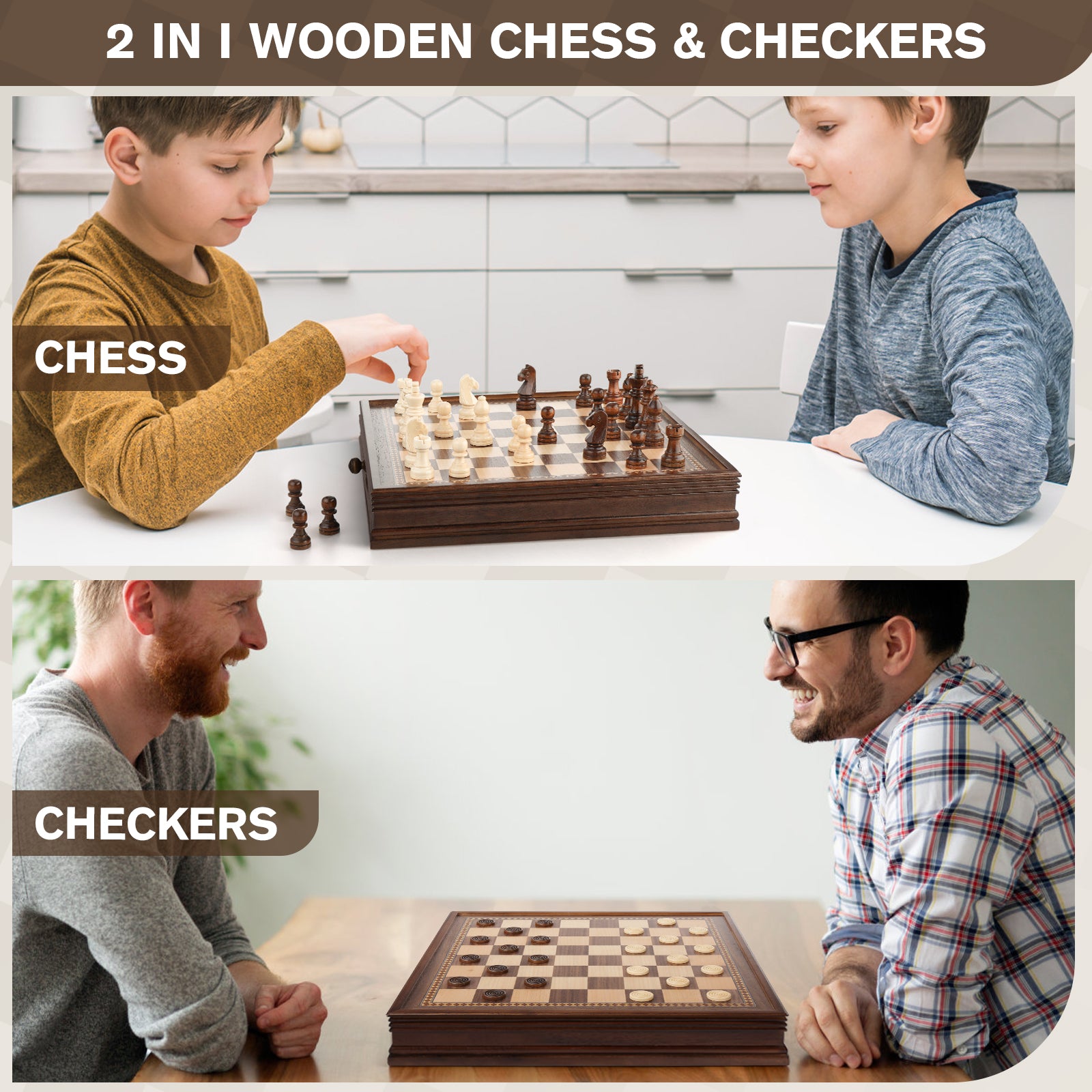 Magnetic Checker Set Peradix Magnetic Chess Checkers Board Sets with 2 Built-in Storage Dra
