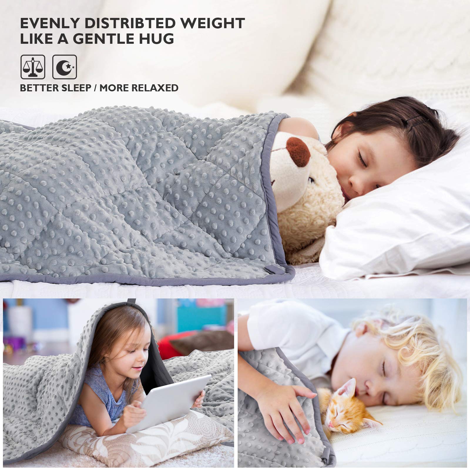 Peradix Soft Minky Dot Reverse Side Weighted Blanket for Kids Children